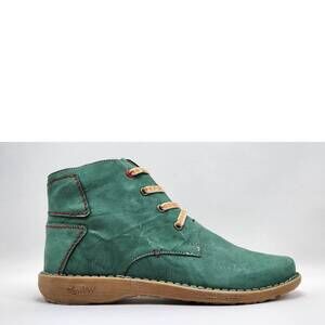NEW KCR GROUP women's old-fashioned zip-up leather boots in green